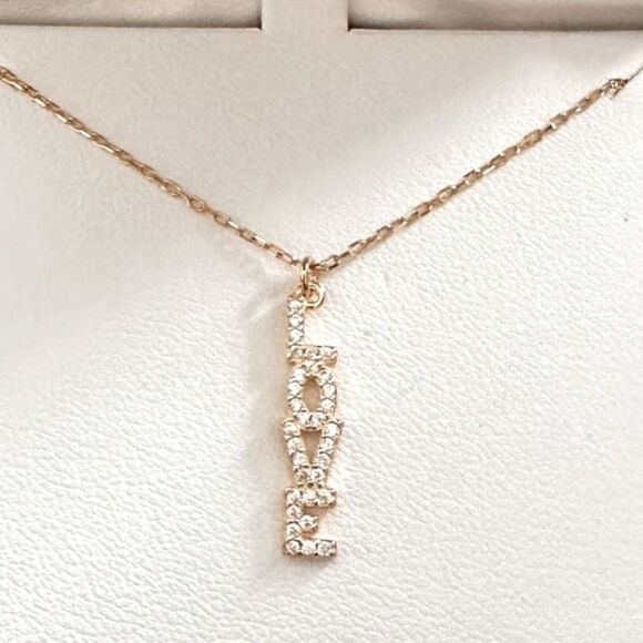 Argento Vivo Pave LOVE necklace. - Picture 1 of 4